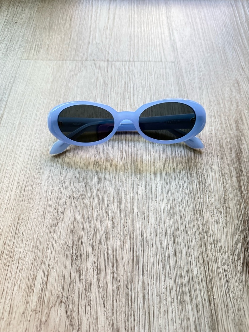 quay australia felt cute blue retro oval round narrow y2k modern sunglasses NEW